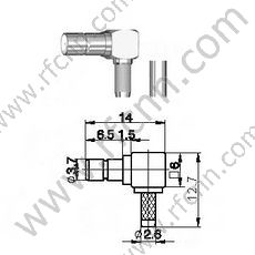 SMB feminino crimp ângulo direito para o conector RG174 RF